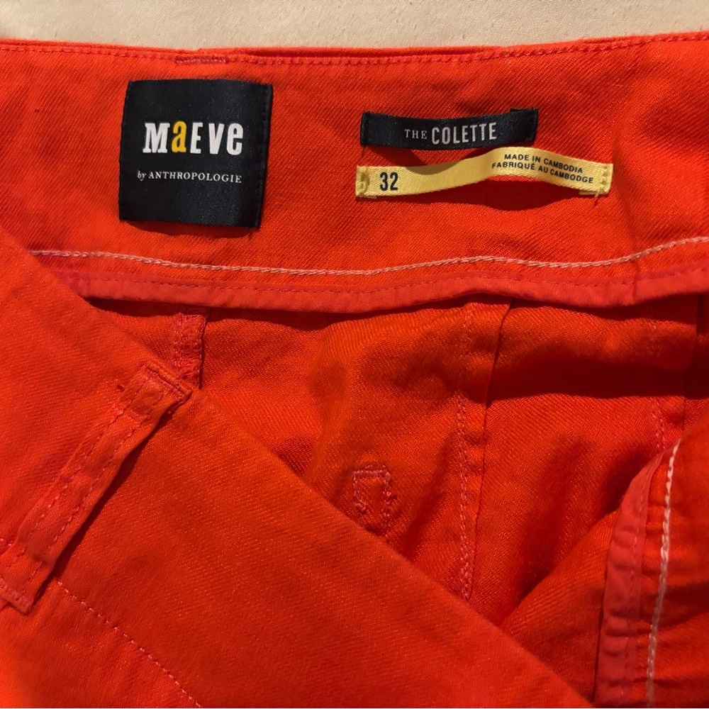 Maeve Anthropologie The Colette Shorts Size 32 Orange High Waisted Pockets Boho - Picture 3 of 6